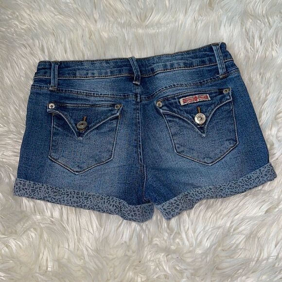 ✨Hudson Distressed Denim Shorts with Leopard Print Cuffs - Picture 1 of 8